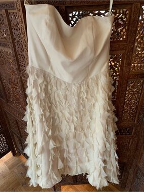 White House Black Market Ivory Strapless A-Line Dress